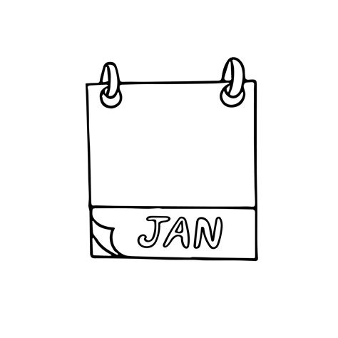 January Month Calendar Page Hand Drawn In Doodle Style Simple