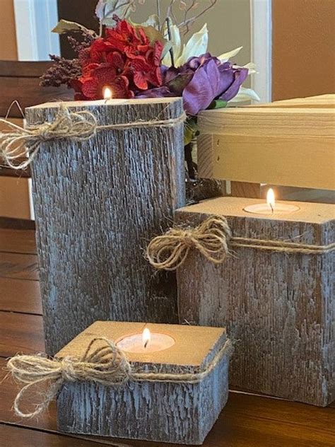 Barn Wood Candle Holder Rustic Candle Holder Set Rustic Etsy Canada