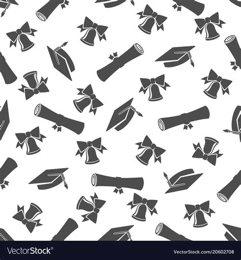 Graduate Seamless Pattern With Student Cap Vector Image