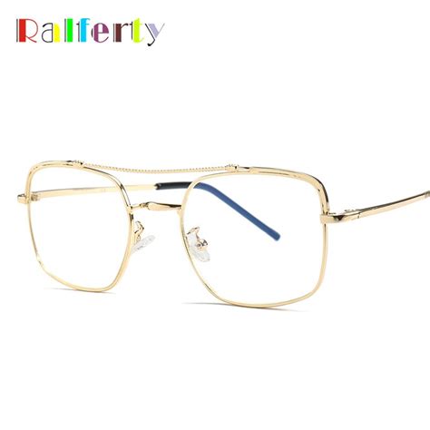 Ralferty Square Eyewear Frame Gold Metal Eye Glasses Men Women Retro Vintage Eyeglasses