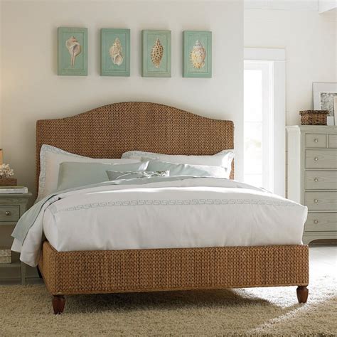 Awesome Excellent Brown Wicker Rattan Mid Century Queen Bed Frame With