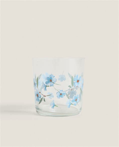 כוס זכוכית עם עיצוב שושן decal zara home ישראל