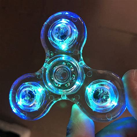 2pcs Fidget Spinner Led Transparent Switch Crystal Rainbow Spinner Lazada