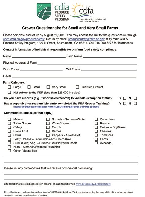 Produce Safety Rule Update Cdfa Mails Questionnaires To Smaller