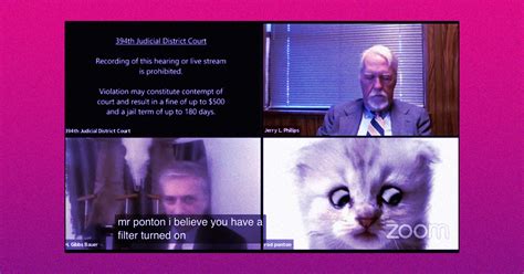 Texas attorney rod ponton, bottom right, is shown with a cat filter over his face during a zoom court hearing, in this image from video released feb. Lawyer Accidentally Logs Into Court With Zoom Filter ...