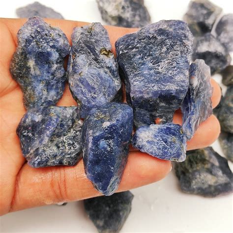 Natural Dark Blue Iolite Rough Rock Stone Raw Iolite Crystal Etsy Uk
