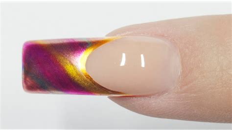 Shiny Gradient Rainbow On French Manicure Youtube