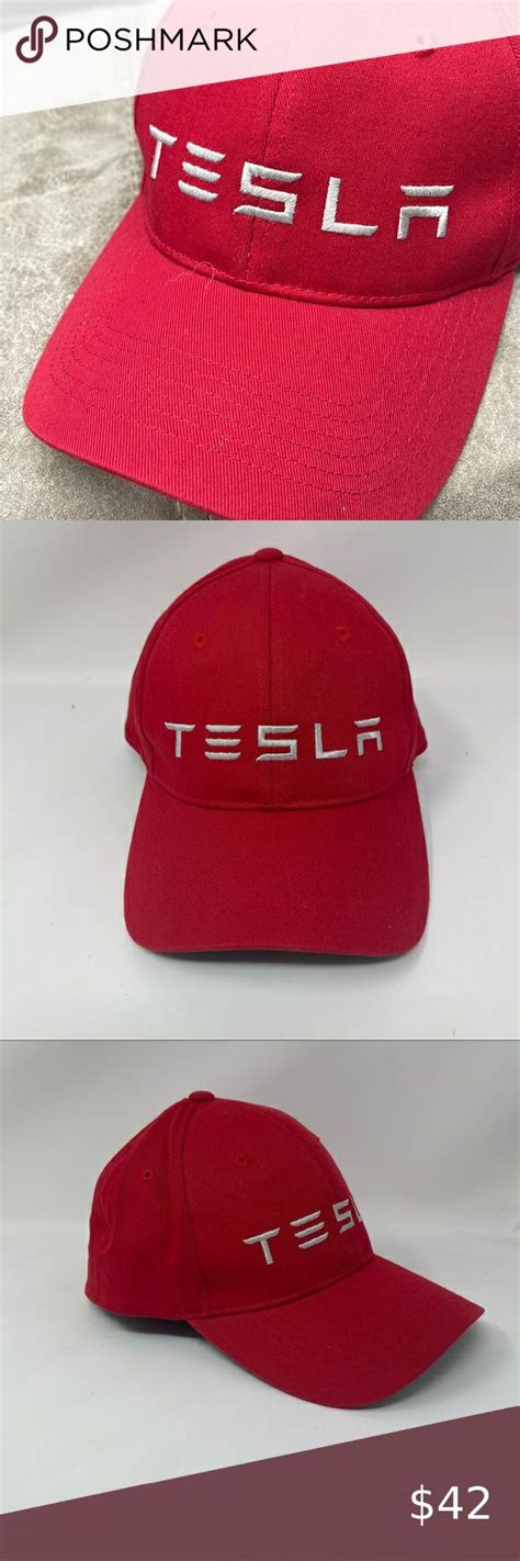 Tesla Hat Designed By Tesla Motors Red Fitted Baseball Cap Size Lxl