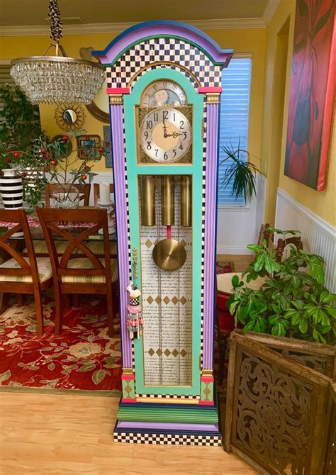 Painted Grandfather Clock Mackenzie Childs Style Whimsical Painted