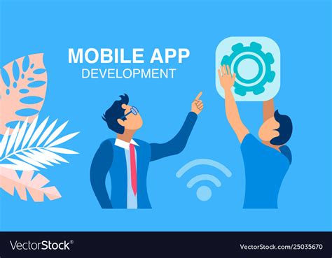 Mobile App Development Flat Banner Concept Vector Image