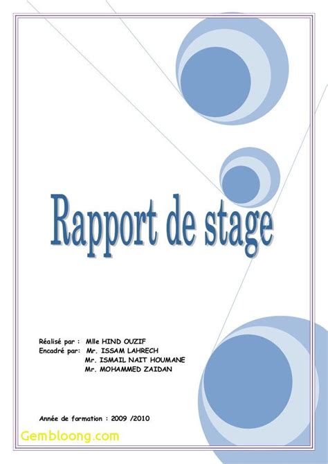 Mod Le Page De Garde Rapport De Stage L Internaute