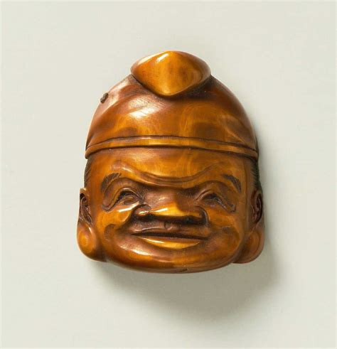 (netsuke otoroshi (guardian of the temple gates) ). Stained Mask Netsuke of Ebisu | Max Rutherston Ltd