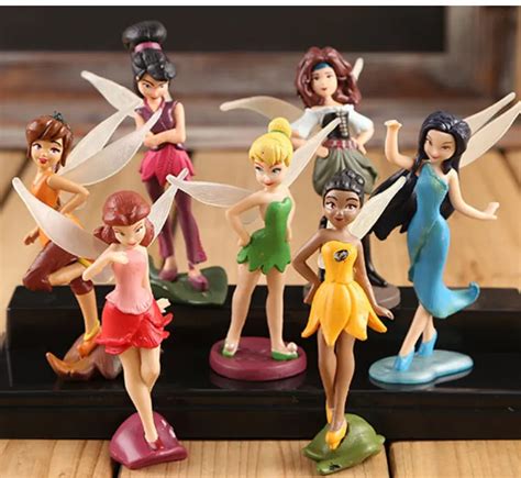 7pcs Set Tinker Bell Figure Tinkerbell Fairy Adorable Pvc Action Figure Model Toy Girls Dolls
