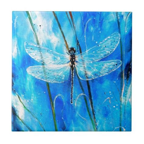 Blue Dragonfly Tile In 2021 Dragonfly Painting
