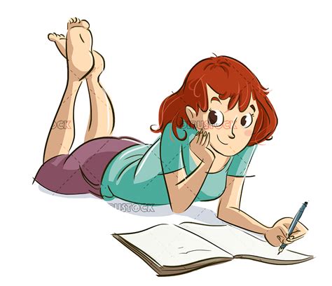 Chica Escribiendo En Un Diario Dibustock Dibujos E Ilustraciones