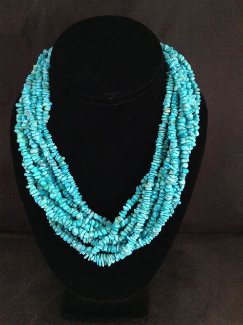 Kingman Turquoise Chip Nuggets Necklace Strands Statement Etsy