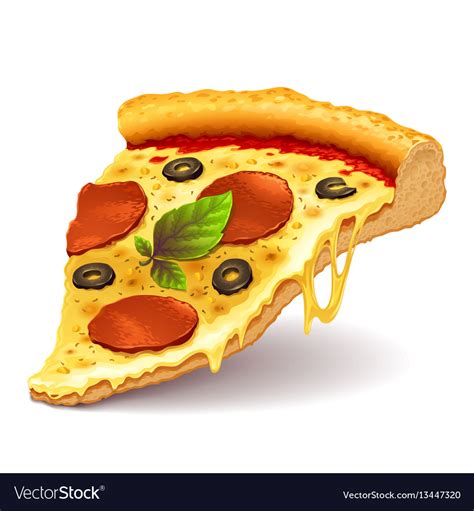 Cheesy Pizza Slice Royalty Free Vector Image Vectorstock