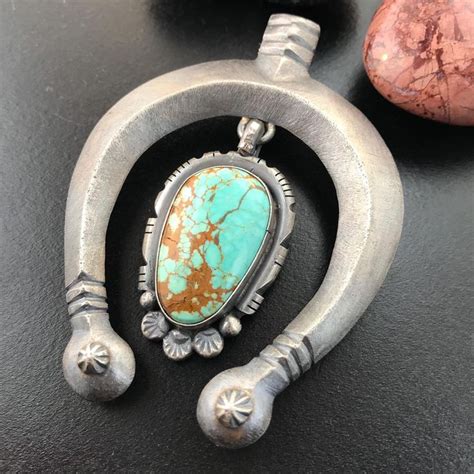 Vintage Turquoise Naja Pendant Pin Sterling Silver Naja Jewelry