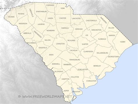 South Carolina County Map With Cities