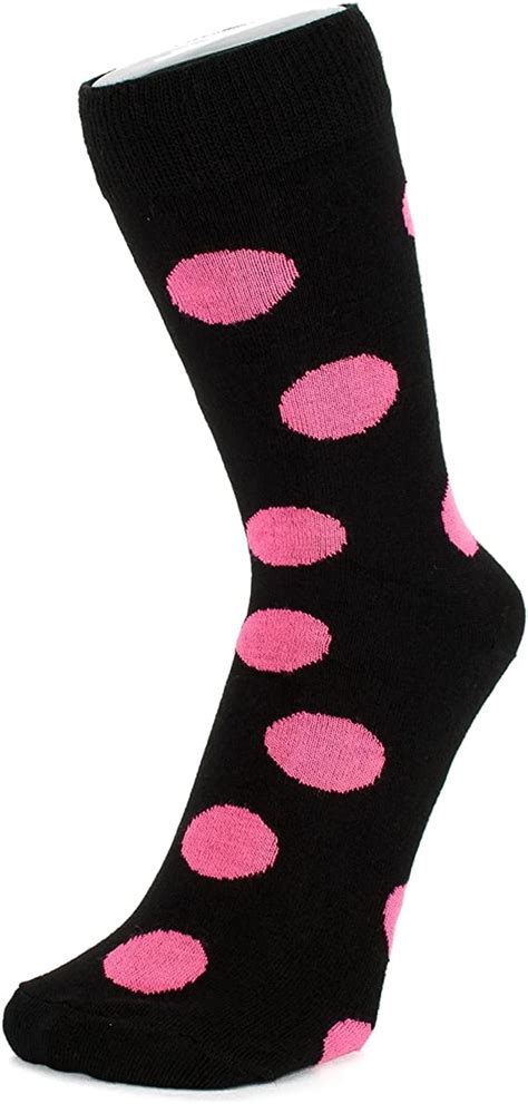 Neon Pink Polka Dot Black Ankle Socks Size 4 7 Uk Clothing