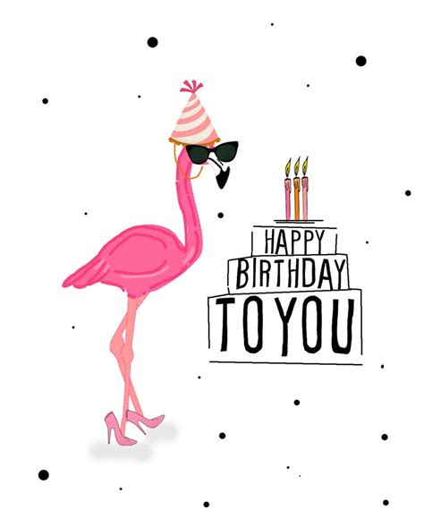 Flamingo Birthday Card Happy Birthday Flamingo Card Card Etsy
