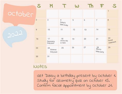 Blank October 2022 Calendar Template Edit Online And Download Example
