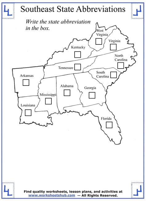 Printable worksheets make learning fun and interesting. 4th Grade Social Studies - Southeast Region States
