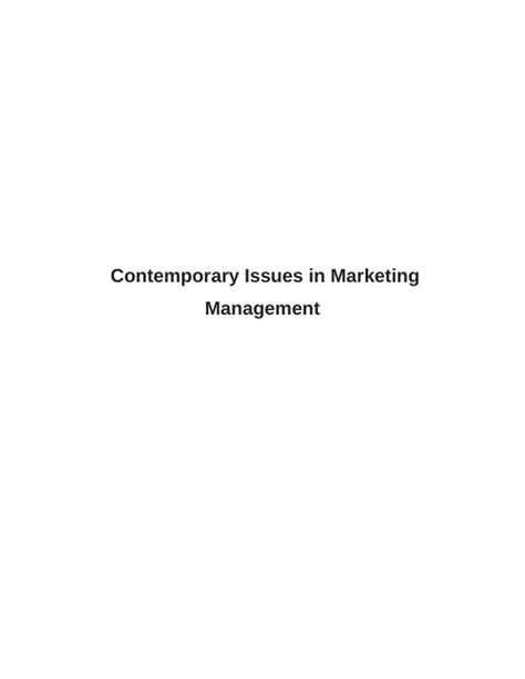 Contemporary Issues In Marketing Management