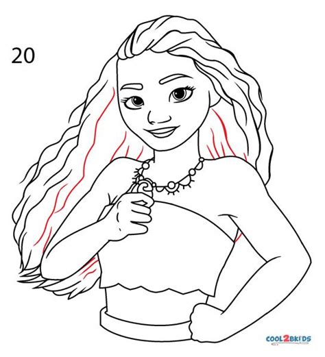 Draw a big triangle under head as a guide for moana's torso by first drawing a horizontal. How to Draw Moana (Step by Step Pictures) | Cool2bKids in 2020 | Drawings, Popular disney movies ...