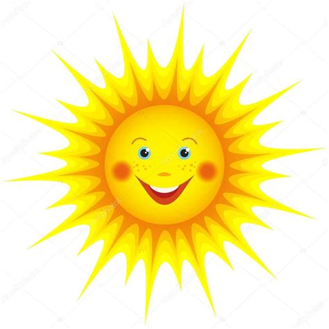 Smiling Sun Cartoon Isolated Over White Stock Illustration By