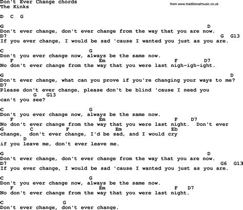 Song Lyrics With Guitar Chords For Dont Ever Change