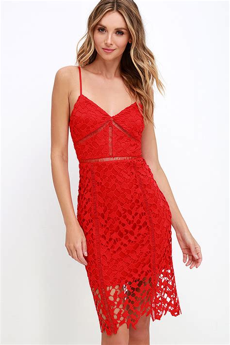 Sexy Red Dress Lace Dress Midi Dress Lulus