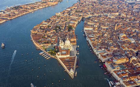 Aerial View Of Venice Downtown View Of The Lagoon At Sunset Italy