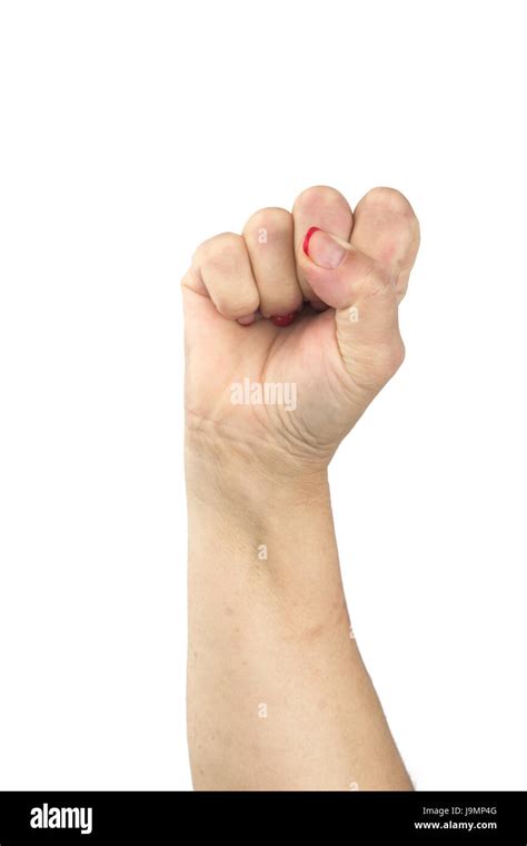 Woman Clenched Fist Isolated On White Background Female Hand Gesture