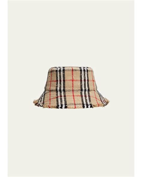 Burberry Tweed Check Bucket Hat In Natural Lyst