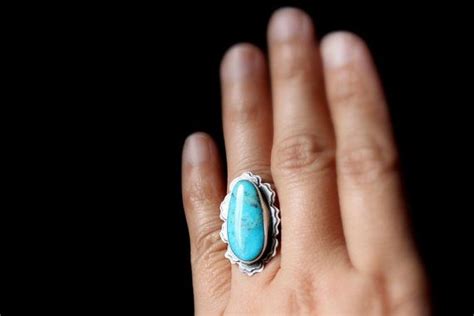 READY TO SHIP Nacozari Turquoise Sterling Silver Ring Size 7 5 7 75