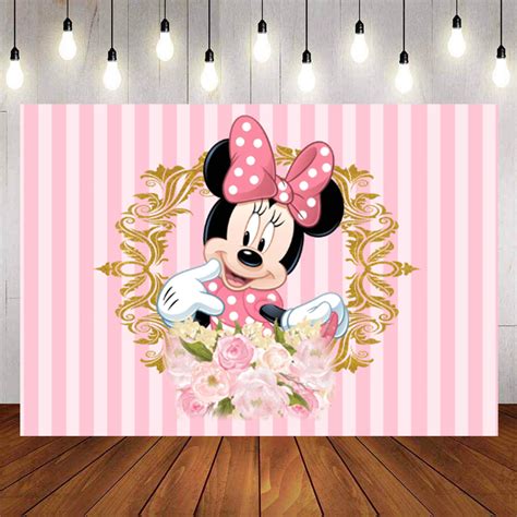 Disney Cute Minnie Mouse Backdrop For Photography Baby Shower Kids Pink