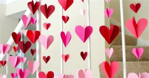 3 D Heart Paper Garlands Easy Diy Valentine Decorations Photo Booth