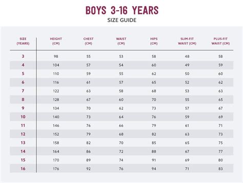 School Uniforms Size Chart Kids Schoolwear Size Guide Next