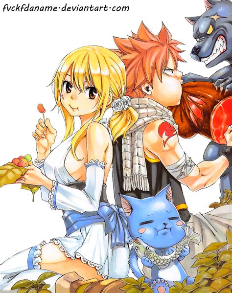 Lucy Heartfilia And Natsu Dragneel And Happy By Fvckfdaname On Deviantart