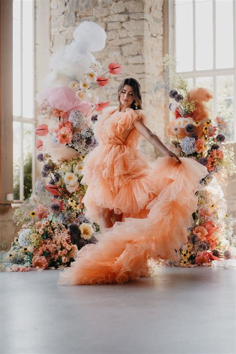 Pretty In Peach The Fashion In This Editorial Is Giving Us Major Heart Eyes Green Wedding Shoes