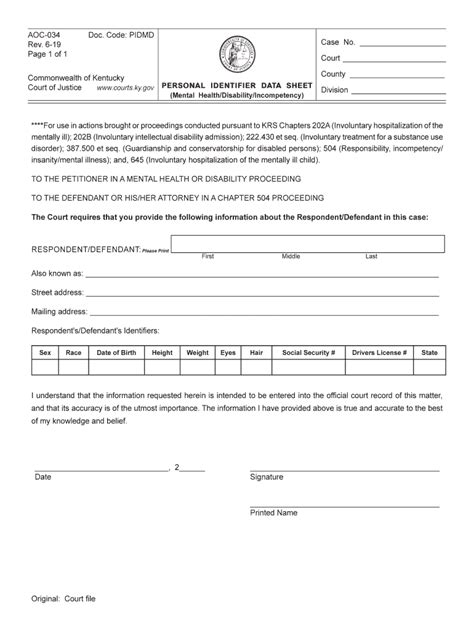 2019 2023 Form Ky Aoc 034fill Online Printable Fillable Blank