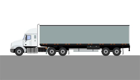 Editable Side View Detailed Grey Trailer Truck Vector Illustration For