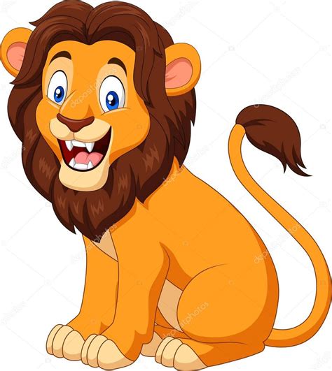 Cartoon Happy Lion Sitting — Stock Vector © Tigatelu 156729268