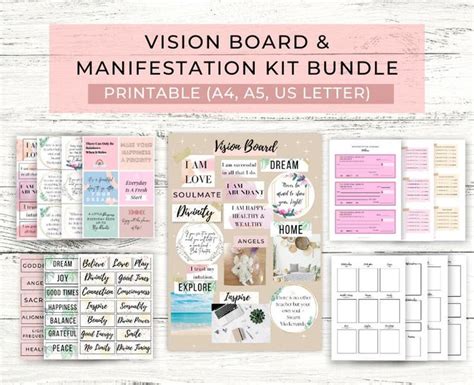 Vision Board And Manifestation Kit Printable Dream Board Kit Etsy