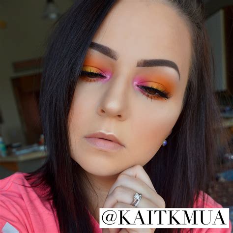 Colorful Orange And Pink Eye Makeup Look Using The Morphe 35b Palette Follow Me On Instagram At