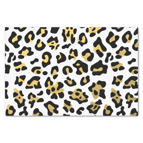 Faux Gold Foil Black Leopard Print Pattern Tissue Paper Zazzle