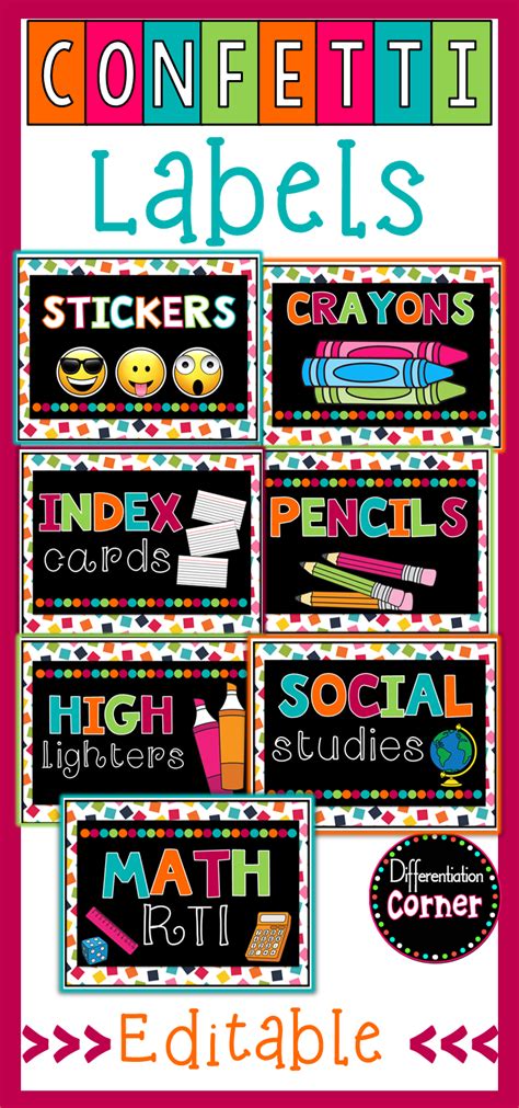 Chalkboard Labels With Pictures Editable Classroom Organization