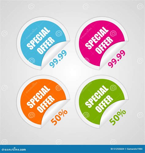 Set Colorful Circle Special Offer Stickers Stock Vector Illustration