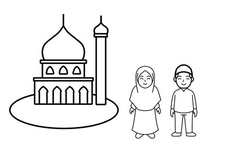 Gambar Mewarnai Masjid Sederhana Untuk Anak Tk Ehla Hadia